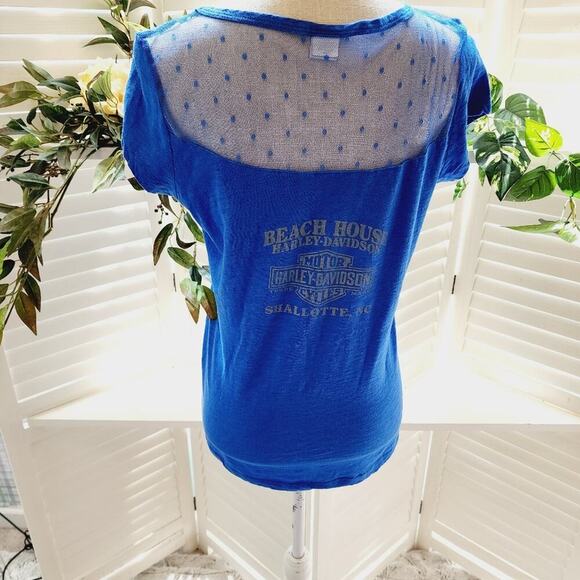HARLEY DAVIDSON LACE BACK BLUE TEE SIZE LARGE - Picture 5 of 7